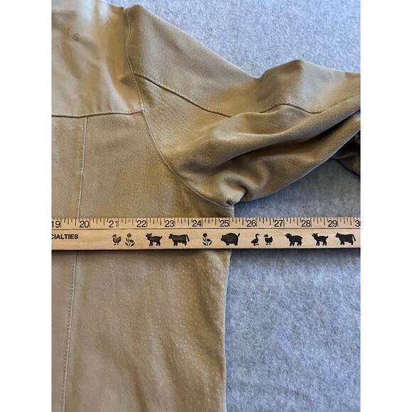 Coldwater Creek Suede Leather Jacket Women's XL Cream Embroidered Snap Button - Picture 15 of 16
